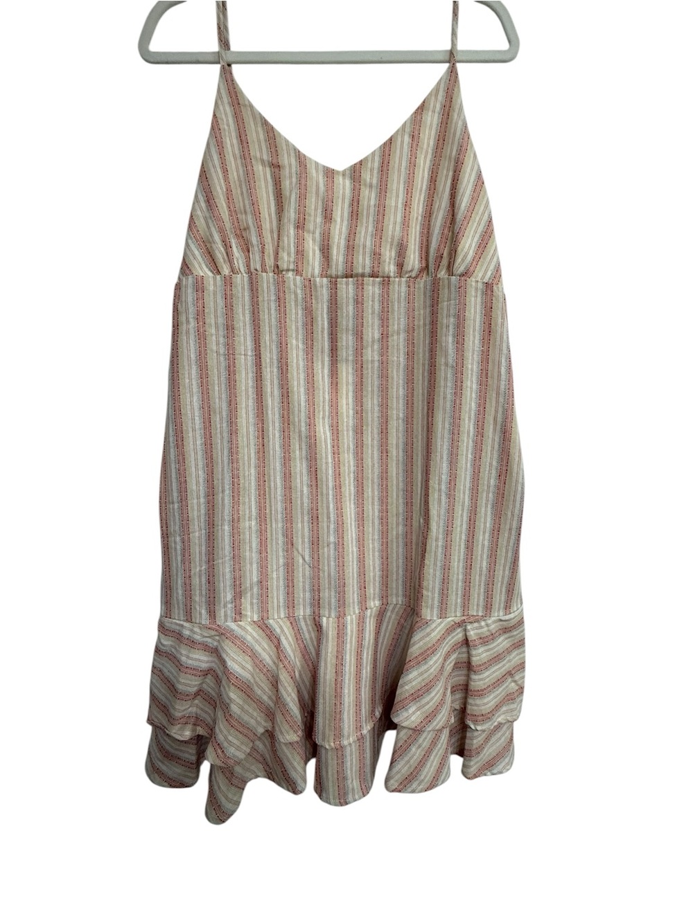 Cotton Bleu Striped Ruffle Hem V-Neck Sundress